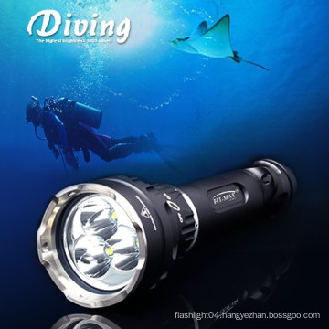 Hi-max 26650/18650 rechargeable 150m long range led diving flashlight